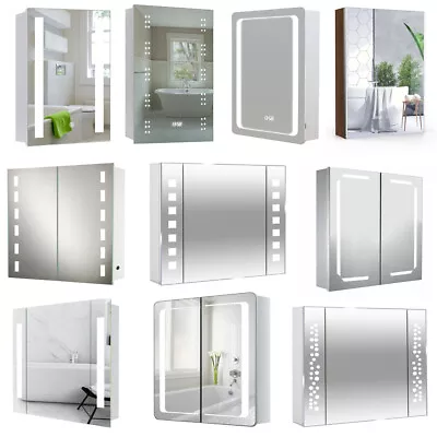 LED Bathroom Mirror Cabinet With Shaver Socket Storage/Demister/Sensor Switch • £102.95