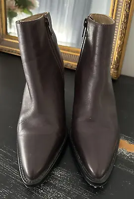 Country Road Women's Size 36 (AUS 5.5)Maroon Wine Leather Block Heel Ankle Boots • $70