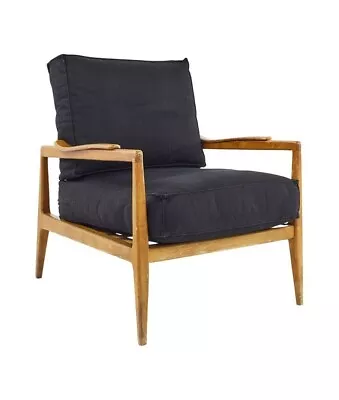 Edmond Spence Urban Aire Mid Century Walnut Lounge Chair With Black Upholstery • $2747