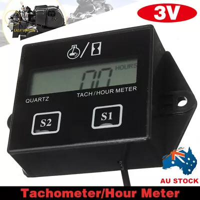 Waterproof Digital Engine Tachometer Hour Meter Inductive For Motorcycle NEW AU • $18.99