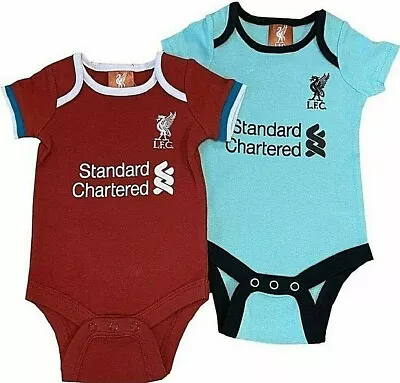 £17.95 • Buy LIVERPOOL FC BABIES FOOTBALL KIT BODY PRAM SUIT BABY GROW VEST X 2 LFC