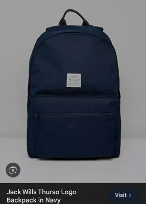 Jack Wills Thurso Logo Backpack In Navy • £26.99