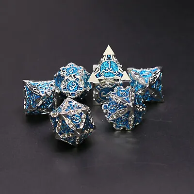 Metal Dice Set 7pcs Polyhedron D20 Dungeons & Dragons DND RPG Role Playing Dice • $20.36