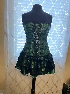 2pc Halloween Costume Burlesque Corset Cincher Skirt Moulin Rouge Steampunk Goth • $39