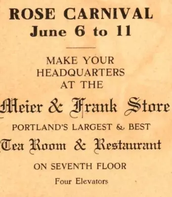 C.1907 Meier & Frank Store Restaurant Ad Portland Rose Festival Or Postcard P22 • $39.95