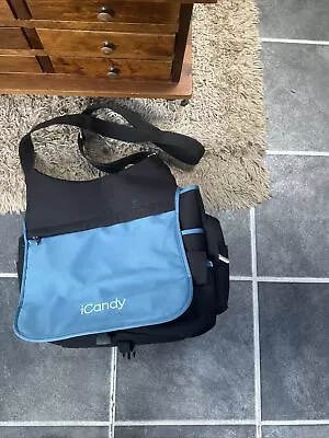 Icandy Peach Jogger Nappy Bag - Black/blue ❤️NO CHANGING MAT ❤️ • £15