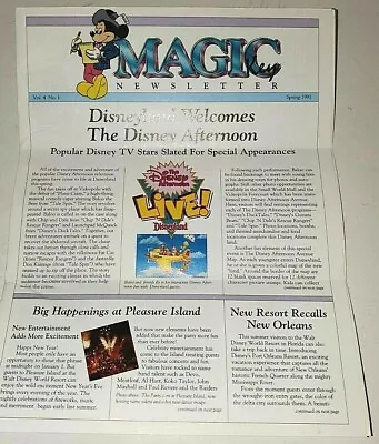 Magic Kingdom Club Magic Key Club Newsletter Spring 1991 Disney Afternoon • $5.99