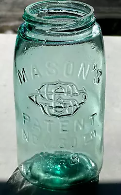 MASON'S SGCo PATENT NOV 30th 1858 GROUND LIP BLUE GREEN QT GROUND LIP FRUIT JAR • $21.95