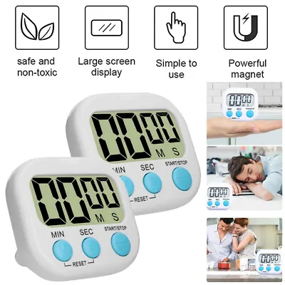 2Pcs Magnetic LCD Digital Kitchen Cooking Timer Count Down Up Clock Loud Alarm • $9.96