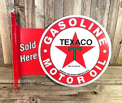 Texaco Gasoline Gas Oil Large Flange Metal Tin Sign Vintage Garage Man Cave New • $39.95
