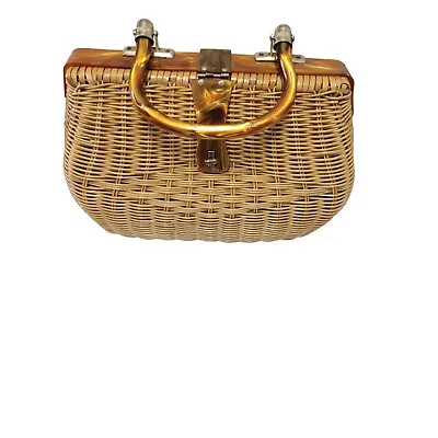 Vintage Simon Wicker Purse With Lucile Handle • $44.40