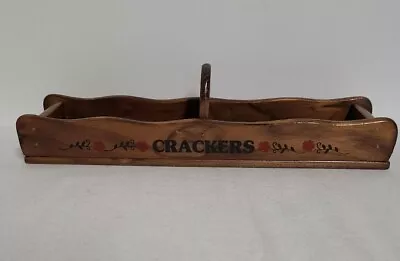 Vtg Giftco Wooden CRACKER Holder Serving Tray With Handle Cottage Farm 11.5” • $13