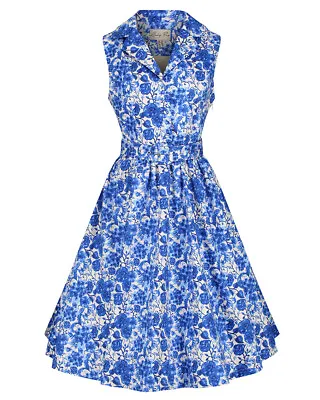 Vintage 1950s Shirt Dress Lindy Bop Matilda Watercolour Floral BNWT Size 22 • $44.16