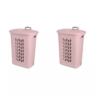 $37.98 • Buy Wheeled Plastic Laundry Hamper Set Of 2 - Blush Pink - Sterilite - Laundry Carts