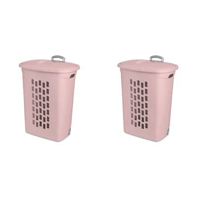 $37.98 • Buy Wheeled Plastic Laundry Hamper Set Of 2 - Blush Pink - Sterilite - Laundry Carts