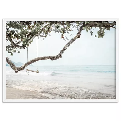 Coastal Swing By The Beach Art Print. Beach Boho Ocean Views Wall Art | BOC-98 • $22.95