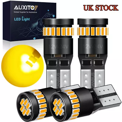 4x 12V 24V LED AMBER ORANGE INDICATOR SIGNAL TURNING SIDE LIGHT BULB T10 W5W 501 • £12.59