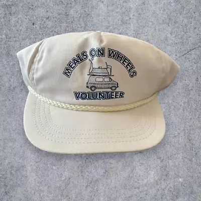 Vintage 1980's Retro Meals On Wheels Trucker Hat White Blue Roper Hat VTG Retro • $20