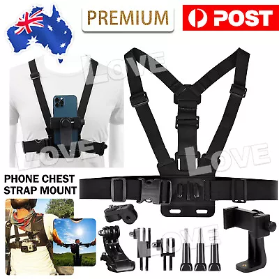 Mobile Phone Chest Mount Harness Strap Holder For IPhone Samsung Gopro 11 10 • $12.95