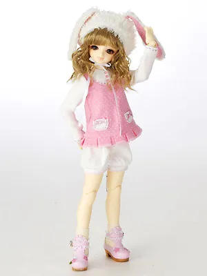 Volks Doll Party 22 Mini Dollfie Dream MDD Pink Fluffy Bunny Ear Hat Set MSD SDC • $103.74