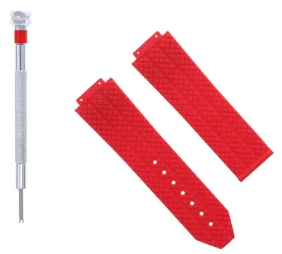 24mm Rubber Band Strap For 44-44.5-45mm Hublot H Big Bang + Screwdriver Red • $29.95