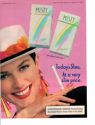 Vintage Print Ad Tobacco Cigarette Advertisement MISTY Lights Designed Taste 90 • $9.95