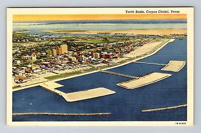 Corpus Christi TX-Texas Aerial Yacht Basin Antique Vintage Souvenir Postcard • $7.99