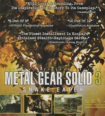 METAL GEAR SOLID 3 2005 Original Vintage Poster Art/Print Ad PS2 21x27cm EGM 187 • $24.50