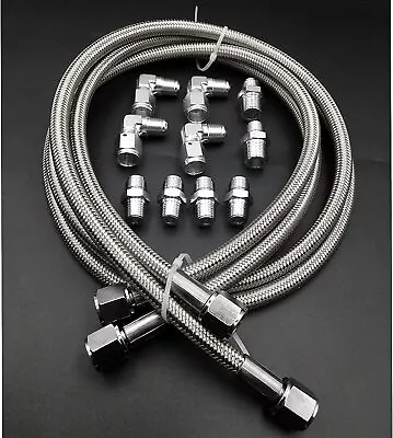 SS Braided Transmission Cool Hoses Lines Kit For Chevy Ford TH350 700R4 TH400  • $42.99