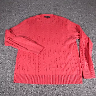 Brooks Brothers Sweater Mens Large Orange Pullover Cable Knit Crew Neck Cotton • $24.99