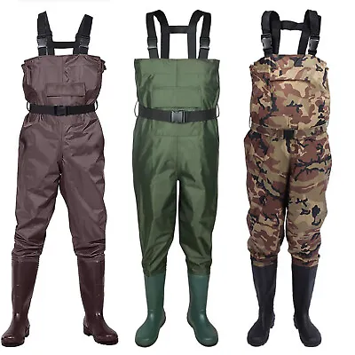 2-Ply Waterproof Chest Waders Fishing Hunting Nylon Rubber Bootfoot 8-14 Size • $35.89