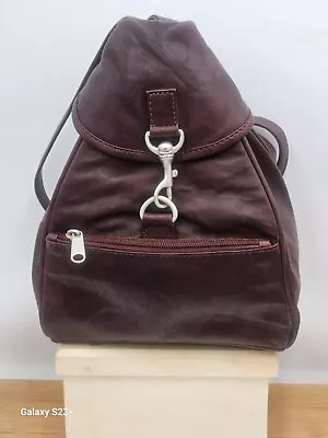 Handmade Moroccan Leather Purse Backpack Dark Burgundy/Brown  Thick Leather • $65