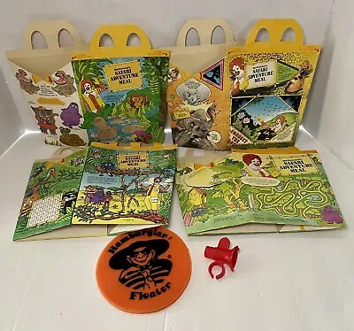 1980 McDonald's Happy Meal Boxes 4 Safari Adventure Meal Ronald Whistle Ring • $18