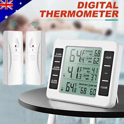 $26.25 • Buy Wireless Digital Indoor Outdoor Thermometer Fridge Freezer Alarm Gauge Monitor