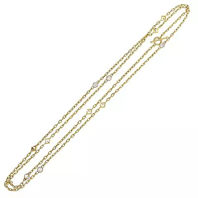 $3499 • Buy Rare Vtg Gucci 18k Gold Diamond By The Yard Necklace G Logo Opera Chain Necklace