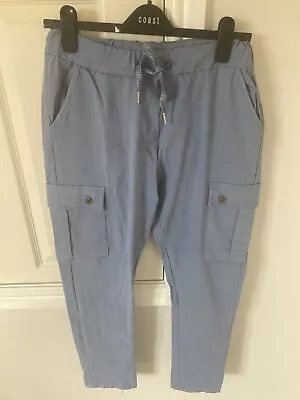 Women's Light Blue Cargo Magic Trouser One Size UK 10/12 To 16 • £5