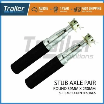 $25.99 • Buy X2 Trailer Stub Axles. 39mm Round X 250mm. Nut & Washer. Axle Drum Hub