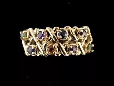10k Yellow Gold Multicolor Gemstone Ring Size 8  • $220