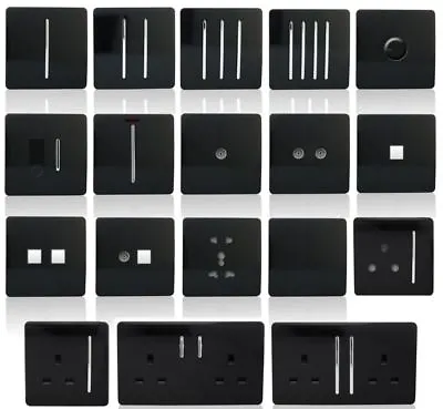 Trendi Switch Piano Black Designer Light Switches Plug Sockets Fused Spurs TV • £6.95