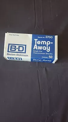 Vntg Oral Glass Thermometer Sheaths B-D Becton Dickinson Temp-Away 3700 IN BOX • $52