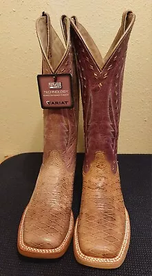 Ariat Womens Callahan Cattleguard Tan/Mulberry 7.5B Wide Square Toe Boots READ • $155