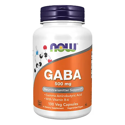 NOW FOODS GABA 500 Mg + B-6 - 100 Veg Capsules • $13.57