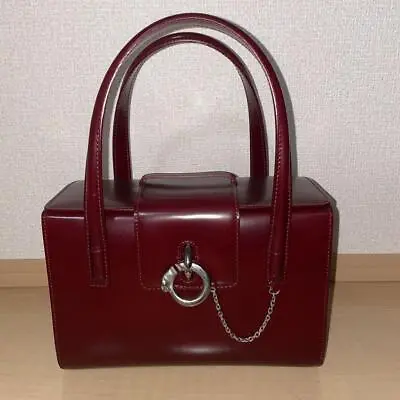 $344.52 • Buy CARTIER Panther Panthere Hand Bag Leather Bordeaux Red Used 230722T