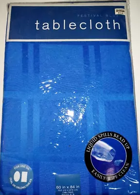 BED BATH & BEYOND Festival Blue Patterned Oblong Tablecloth 60  X 84  NWT • $12
