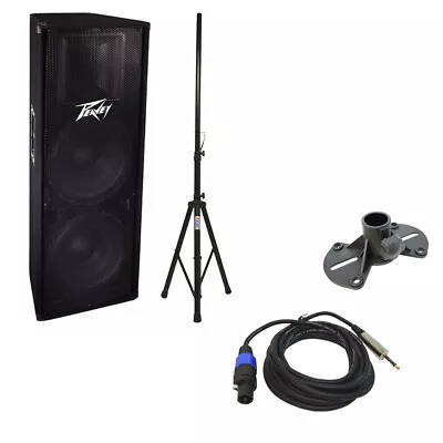 Peavey PV 215 Pro DJ 1400W Passive Dual 15  Speaker Speakon Cable Tripod Stand • $566.92