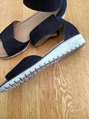 Ladies 7 Gabor Black Suede Ankle Strap Sandals • £20