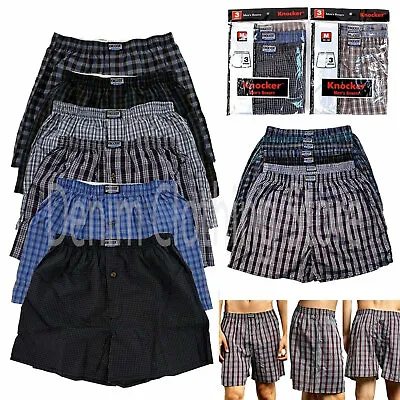 Men's Knocker Boxer Trunk Plaid Shorts Underwear Cotton Briefs 3 6 12 Lot S-3XL • $13.95