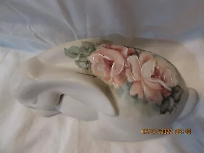 Bunny Rabbit Trinket Box Hand Painted Roses Donna Harris Porcelain Art • $22