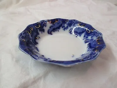 Antique England W. H. Grindley Flow Blue Cereal Fruit Bowl Argyle 5 1/4  • $5.99