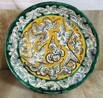 Mexican Pottery Ceramic Round Platter Birds And Floral 15 3/4” Decor • $34.99